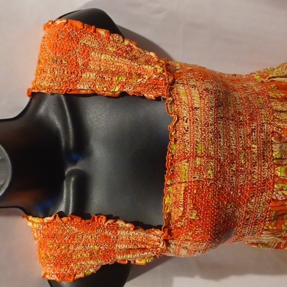 Fire Los Angeles Orange Ruffled Paisley Floral Sleeveless  Sundress Size Medium - Picture 2 of 7